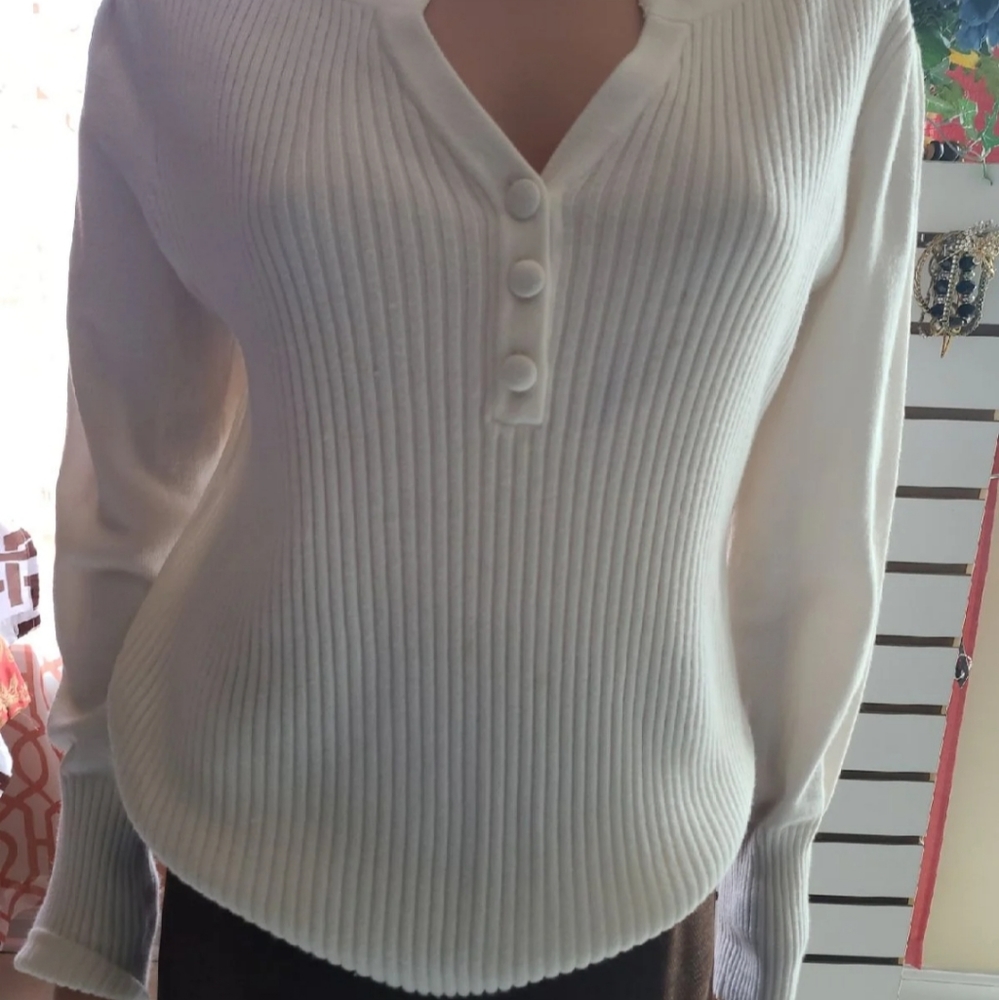 Ivory V-Neck Sweater